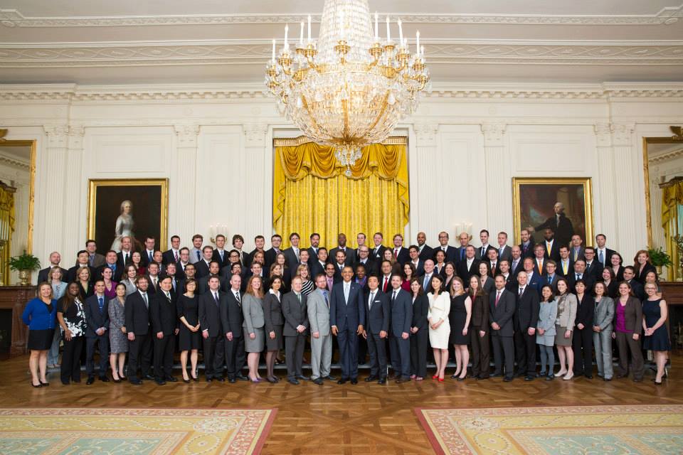 Samantha Hansen attending the PECASE award ceremony and meeting President Obama in Washington D.C.