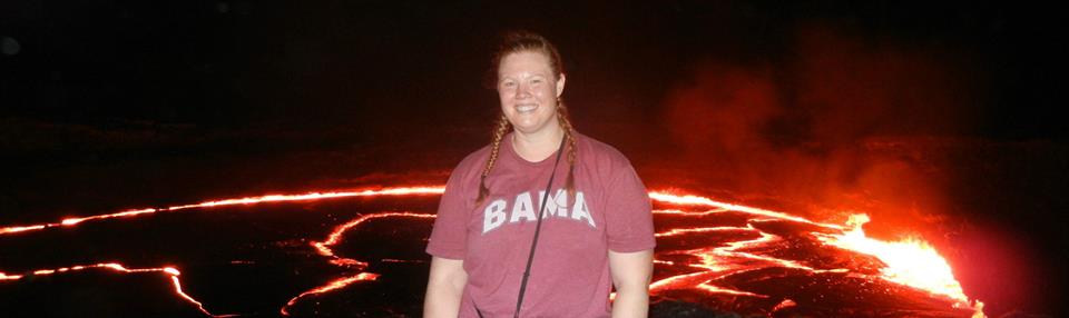 Samantha Hansen at Erta Ale lava lake in Ethiopia